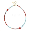 Handmade Lampwork Evil Eye & Glass & Natural Pearl Beaded Necklaces for Women NJEW-JN06425-2