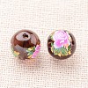 Flower Picture Printed Glass Round Beads GLAA-J088-10mm-A08-2