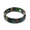 Natural Indian Agate Rectangle Beaded Stretch Bracelet BJEW-E379-01C-2