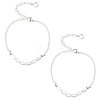 2Pcs Plastic Imitation Pearl Rice Beaded Anklets AJEW-CA0004-76S-1