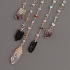 7 Chakra Copper Wire Wrapped Natural & Synthetic Mixed Gemstone Beads Moon Tree of Life Suncatchers HJEW-F027-13-4