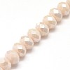 Electroplate Opaque Solid Color Crystal Glass Rondelle Beads Strands EGLA-F047A-13AB-3