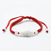 Natural Myanmar Jade/Burmese Jade Braided Bead Bracelets BJEW-F307-01-2
