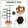 8-Tier T Bar Iron Earring Organizer Display Stands with Hexagon Wood Trays EDIS-WH0022-46-2