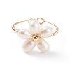 Flower Copper Wire Wrapped Pearl Finger Rings RJEW-TA00027-4