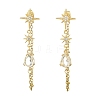 Star Teardrop Brass Micro Pave Cubic Zirconia Stud Earrings EJEW-JE07151-3