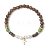 3Pcs 3 Colors 304 Stainless Steel Cross Charm Bracelets BJEW-JB11561-3