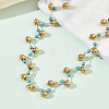 304 Stainless Steel & Faceted Round Synthetic Turquoise Beaded Necklaces for Women NJEW-C119-03A-2
