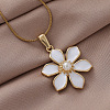 304 Stainless Steel Enamel with Imitation Pearl Cherry Blossom Flower Pendant Necklaces for Women RN9489-1