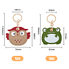 2Pcs 2 Style Owl & Frog Imitation Leather Anti-Lost Protection Covers AJEW-HY0001-22-2