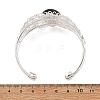 Oval Natural Mixed Stone Brass Hollow Floral Cuff Bangles for Women BJEW-JB14504-5