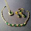 Brass & Glass Imitation Emerald Jewelry Set SJEW-BB66868-E-1