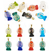 8Pcs Handmade Dichroic Foil Lampwork Pendants DICH-TA0001-01-1