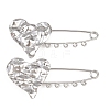 Textured Heart 304 Stainless Steel Safety Pins Brooch Findings SA-CBA098D-15A-P05-1