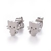 304 Stainless Steel Kitten Stud Earrings X-EJEW-F227-08P-1