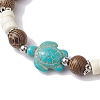 2Pcs 2 Colors Beach Tortoise Synthetic Turquoise Bracelets BJEW-JB10303-5