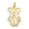 Rack Plating Brass Micro Pave Clear Cubic Zirconia Pendants KK-M309-39F-G-1