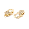 Brass Micro Pave Clear Cubic Zirconia Lobster Claw Clasps ZIRC-P098-15G-2