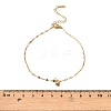 304 Stainless Steel Round Ball Tassel Dapped Chain Anklets for Women AJEW-G070-01G-3