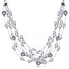 Zinc Alloy Plastic Pearl Beaded Tiered Necklaces NJEW-BB15215-1