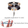 5Pcs 5 Style Wood & Glass Seed & Acrylic Beaded Stretch Bracelets Set with Baseball JB709F-2