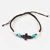 Adjustable Synthetic Turquoise(Dyed) Braided Bead Bracelets BJEW-JB03931-1