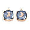 Printed Style 304 Stainless Steel Square Pendants STAS-T071-25D-G-1