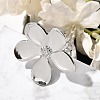 Flower Stainless Steel Open Cuff Ring for Women RJEW-R006-03P-02-2