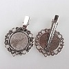 Vintage Hair Accessories Iron Flower Alligator Hair Clip Findings Alloy Cabochon Bezel Settings X-PALLOY-O035-19AS-2
