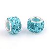 Polymer Clay Rhinestone European Beads CPDL-T001-04-1