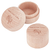 Round Wooden Umbilical Cord Storage Boxes with Carved Rose Pattern AJEW-WH0695-249-1