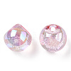 UV Plating Rainbow Iridescent Acrylic Beads X-OACR-G012-04D-2