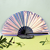 1Pc Bamboo with Oxford Fabric Glitter Powder Folding Fans AJEW-SP0003-77D-5
