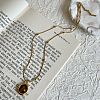 304 Stainless Steel Pave Natural Tiger Eye Pendant Necklaces FS-WG29919-01-1