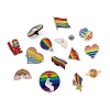 Yilisi 15Pcs 15 Style Love Rainbow Alloy Enamel Brooches Set JEWB-YS0001-04-2
