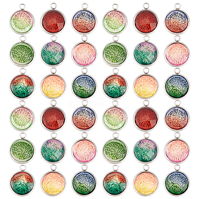 36Pcs 9 Colors Printed Resin Pendants FIND-DC0001-22-1