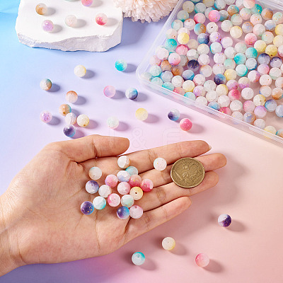 198Pcs 9 Colors Frosted Baking Paint Crackle Glass Beads with Glitter Powder DGLA-TA0001-23-1