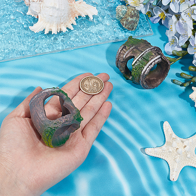 2Pcs 2 Styles Resin Stump Sculpture Display Decorations DJEW-GF0001-86-1