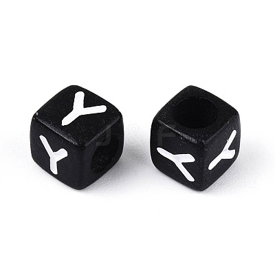 Initial Acrylic Horizontal Hole Beads OACR-ZX006-35Y-1