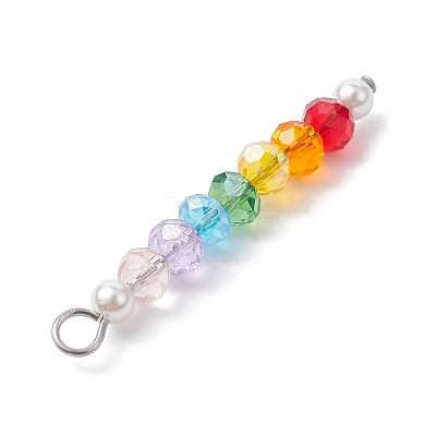 Glass & Round Shell Pearl Beaded Pendants PALLOY-JF02557-1