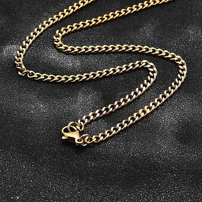 304 Stainless Steel Curb Chain Necklaces X-NJEW-H492-01G-1