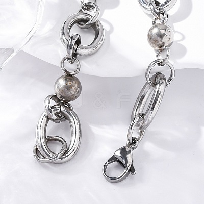 Tarnish Resistant 304 Stainless Steel Round Link Chain Bracelets BJEW-I293-01P-1