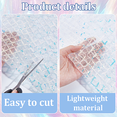 1M Polyester & PVC Sequined Mesh Fabric DIY-CY0003-54C-1