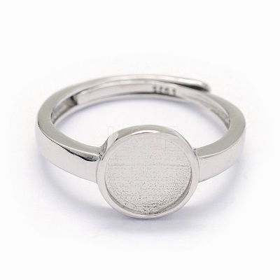 Anti-Tarnish Rhodium Plated 925 Sterling Silver Finger Ring Components STER-E061-01C-P-1