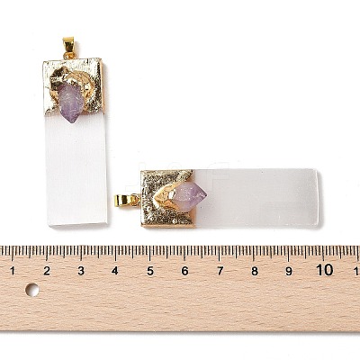 Natural Amethyst & Selenite Big Pendants G-H084-09G-02-1
