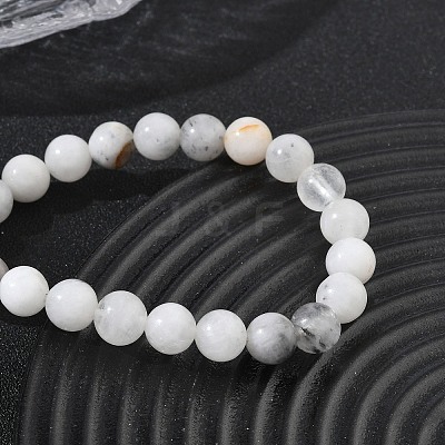 Natural Tourmalinated Quartz Round Beaded Stretch Bracelets GG-CBA12F1-02A-11-1