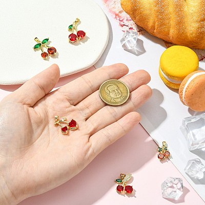 5Pcs 5 Styles Brass Micro Pave Cubic Zirconia Charms KK-CJ0004-12-1