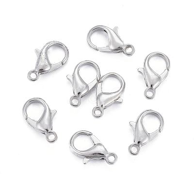 Platinum Plated Zinc Alloy Lobster Claw Clasps X-E105-1