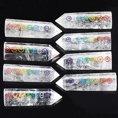 Chakras Natural Quartz Crystal Hexagonal Column Decoration PW-WG6E092-01-1