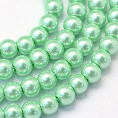 Baking Paint Pearlized Glass Pearl Round Bead Strands X-HY-Q330-8mm-63-1